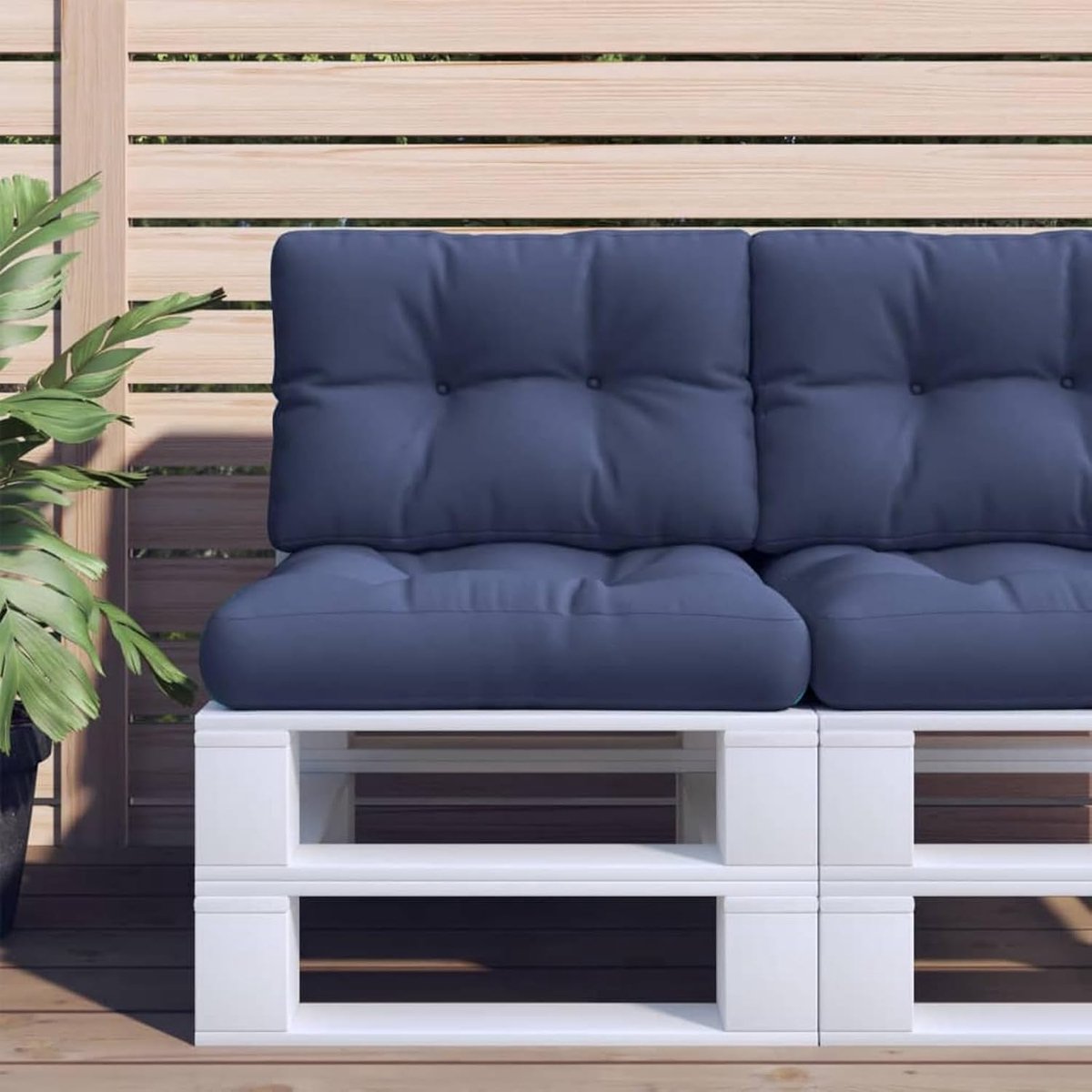 2 stuks, marineblauw, duurzaam polyester, holle vezelvulling, weerbestendig, 50 x 50 x 12 cm en 50 x 40 x 12 cm, ideaal voor palletmeubels, tuinbank en woonkamer