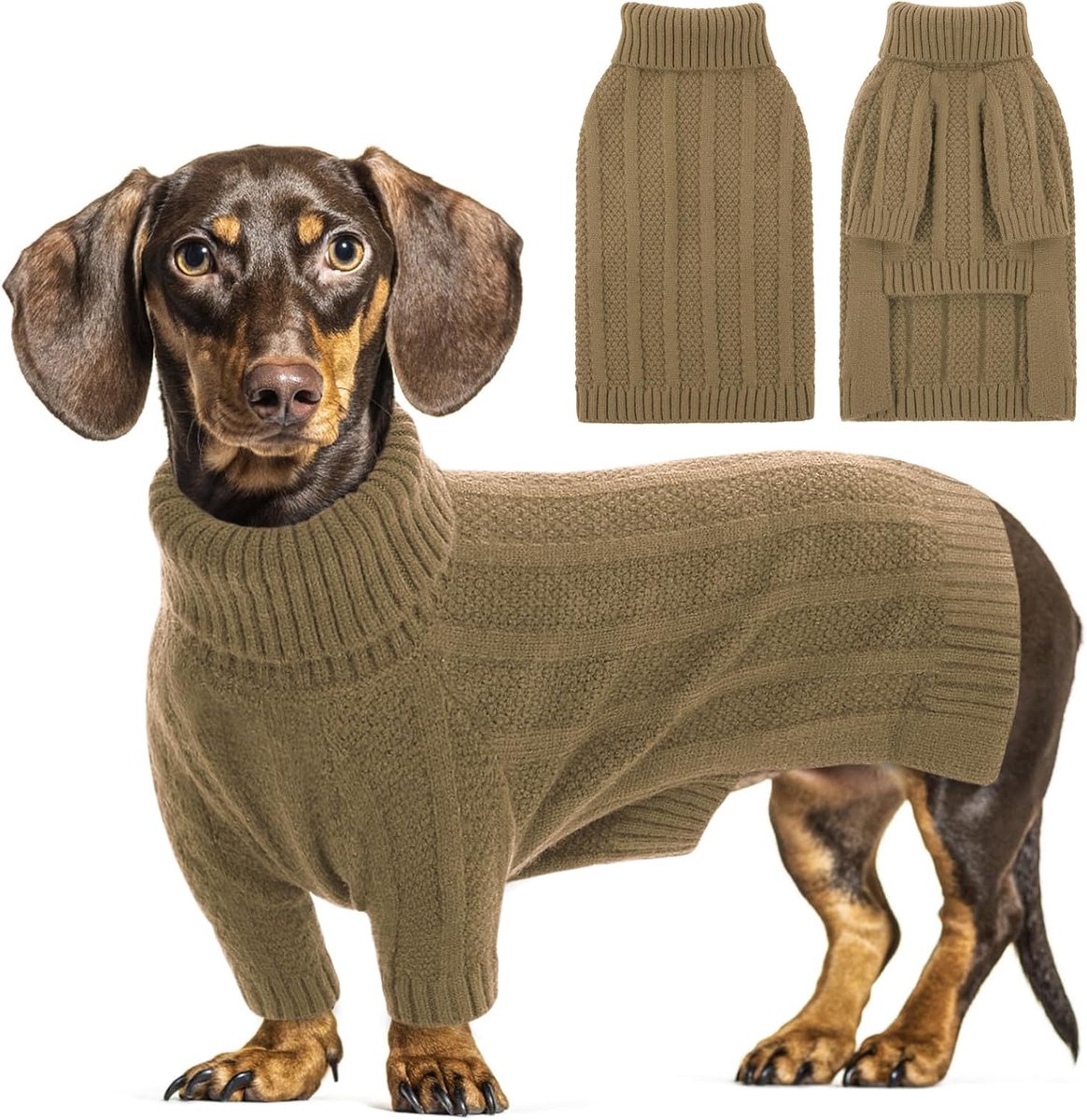 Chihuahua Trui, Rolkraag Trui met Lange Mouwen voor Jongens Meisjes Yorkshire, Poodle, Cockapoo (Camel, S)