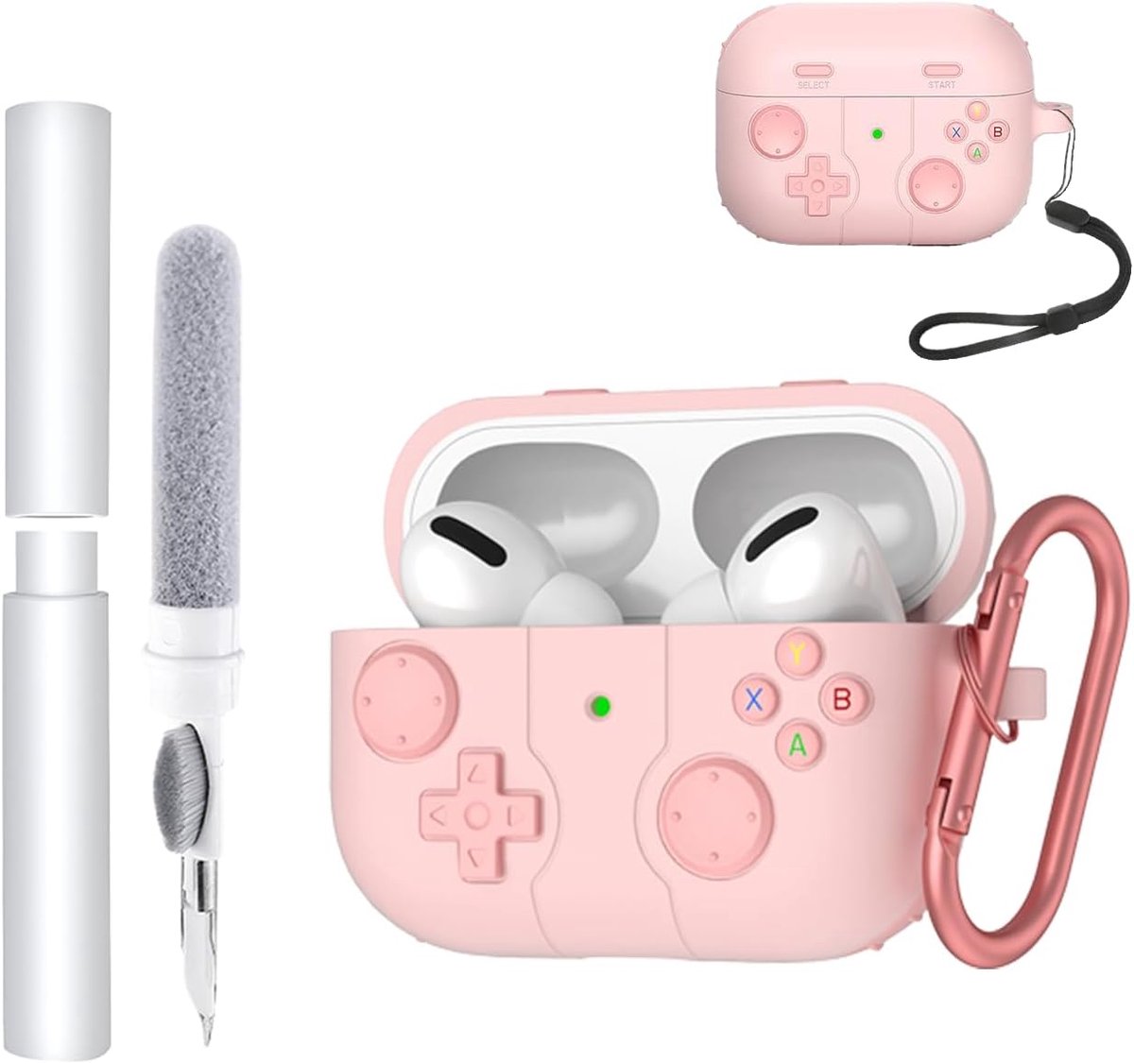 Hoes voor Apple AirPods Pro 3/Pro3 oordopjes, schokbestendig, toergy waterdicht, zacht en duurzaam, met koord, sleutelhanger en reinigingstool (roze)