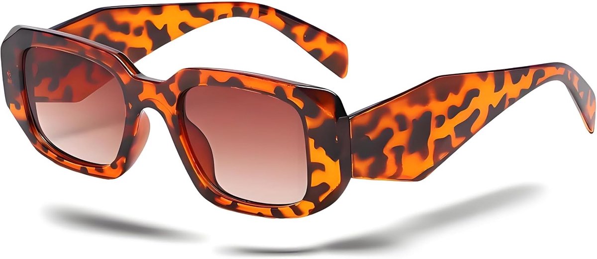 Rechthoekige zonnebril voor dames en heren, jaren '90 vintage stijl met UV400-bescherming, robuust vierkant frame, ideaal voor dagelijks gebruik en outdoor-activiteiten