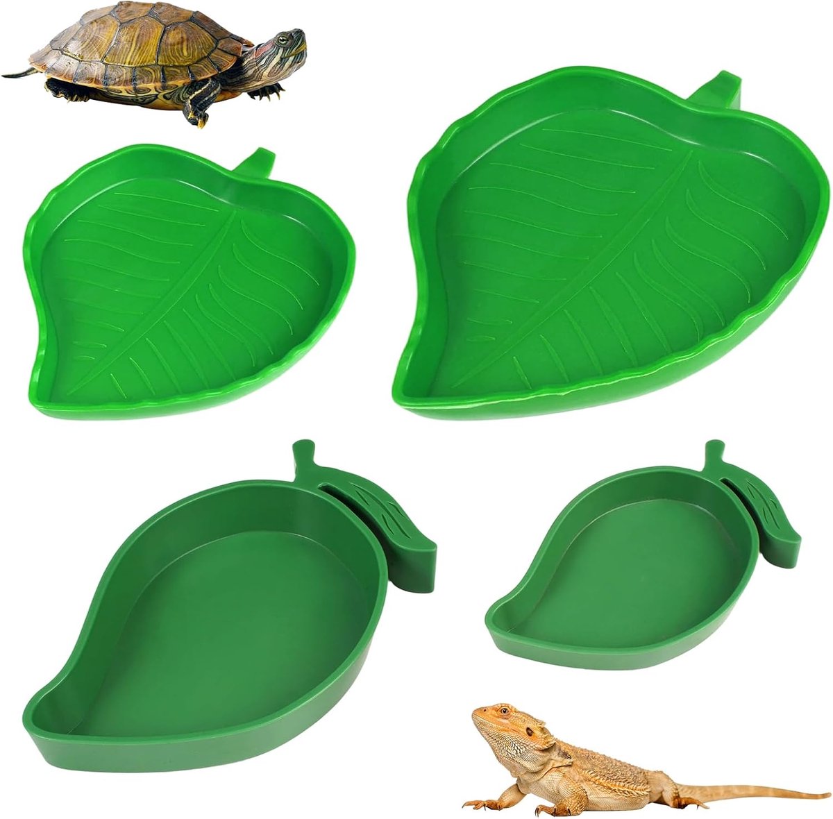 4 stuks reptielenvoerbakken bladvorm voor schildpadden