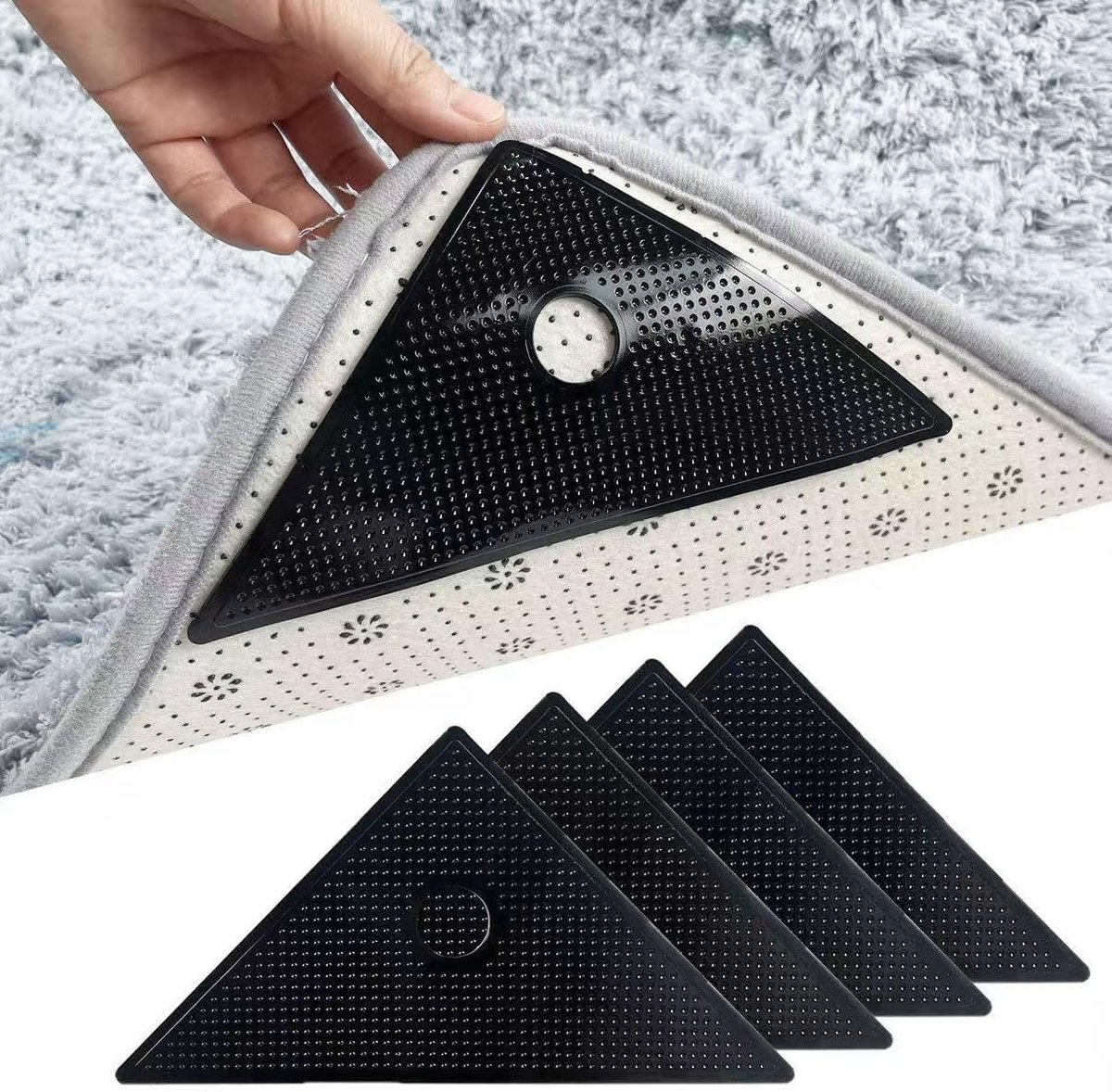 Tapijtonderlegger, zelfklevend, wasbaar en zonder resten achter te laten, antislippads voor tapijten, herbruikbare antislipstopper, extra sterke PU-gelhechting