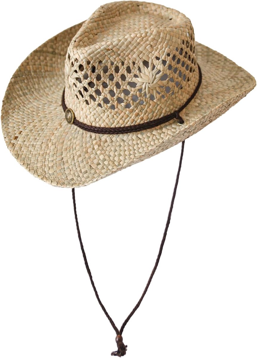 Cowboyhoed, strohoed, Panama, met westernband, uniseks, eenheidsmaat, dames, heren, zomer, Coachella, strand, country-stijl, Braziliaans, boho, koloniale stijl, raffia, naturel
