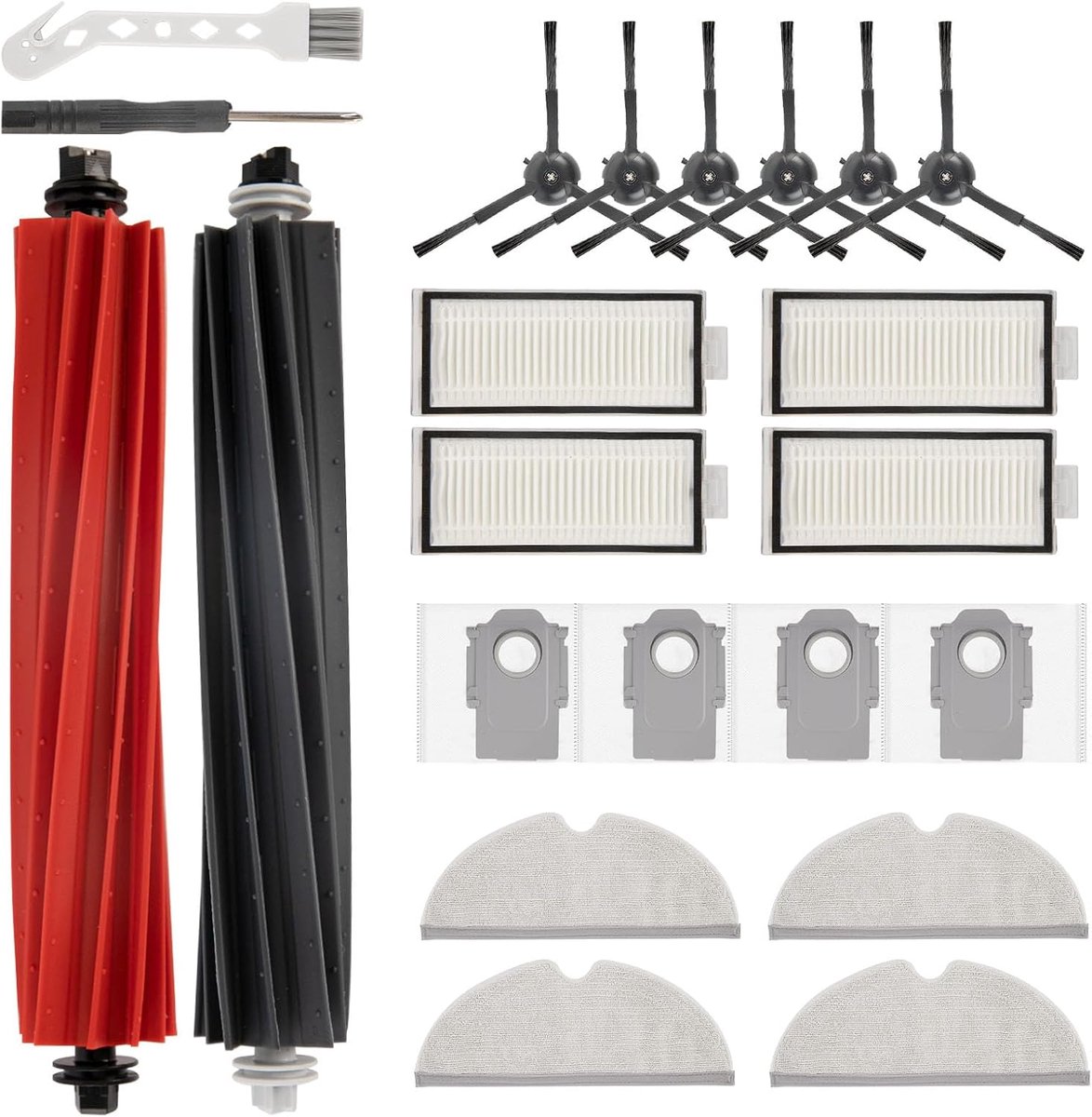 22-delige accessoireset voor Roborock Q5 Max+ stofzuigerrobot, reserveonderdelen hoofdborstel, zijborstel, filter, dweildoeken, stofzuigerzakken