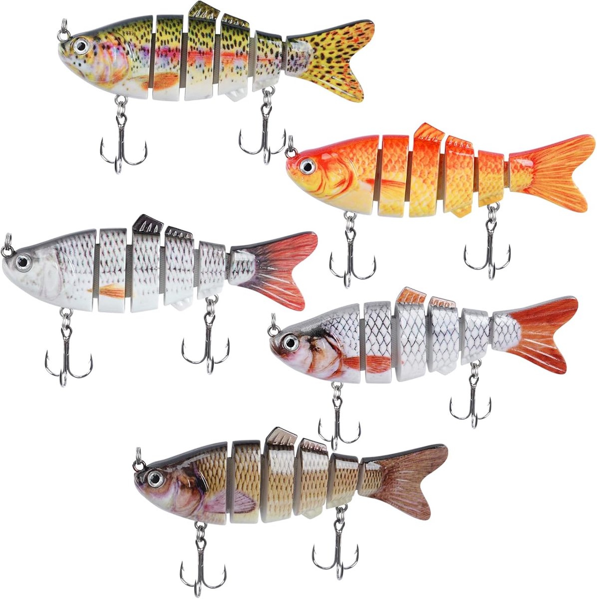 Visaas voor zoet water en zoutwater, Multi Jointed Swimbaits voor Bass Forel Kunstaas, Levensechte Zwemmen Kunstaas Vissen Kunstaas Kit, Vissen Lokt Bass Forel Visgerei