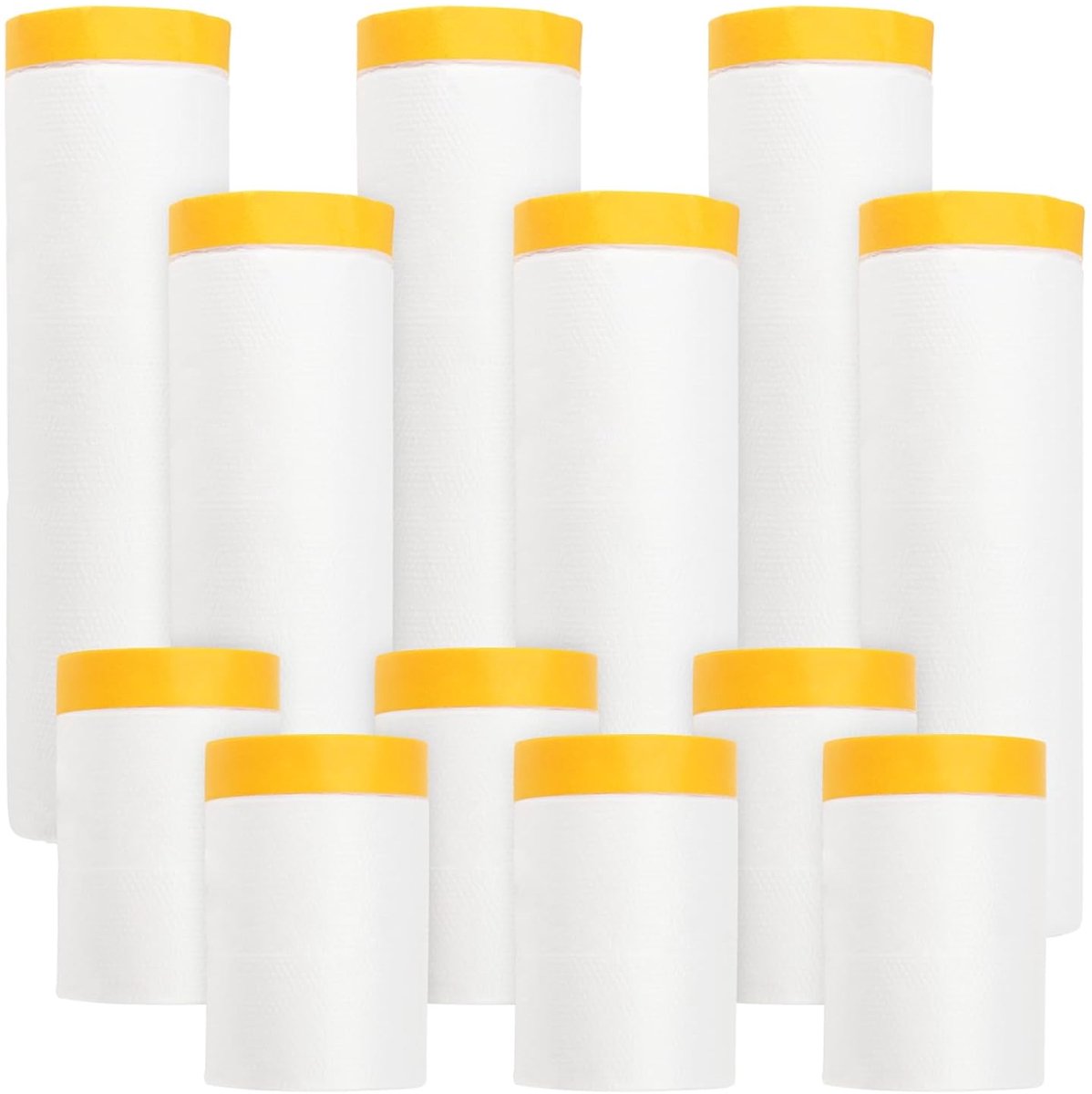 12 stuks afdekfolie met plakband, 55 cm, 150 cm, 280 cm, zelfklevende schilderfolie, afdekfolie met gouden afplakband, stofbeschermingsfolie voor meubels, autolak, muurverf