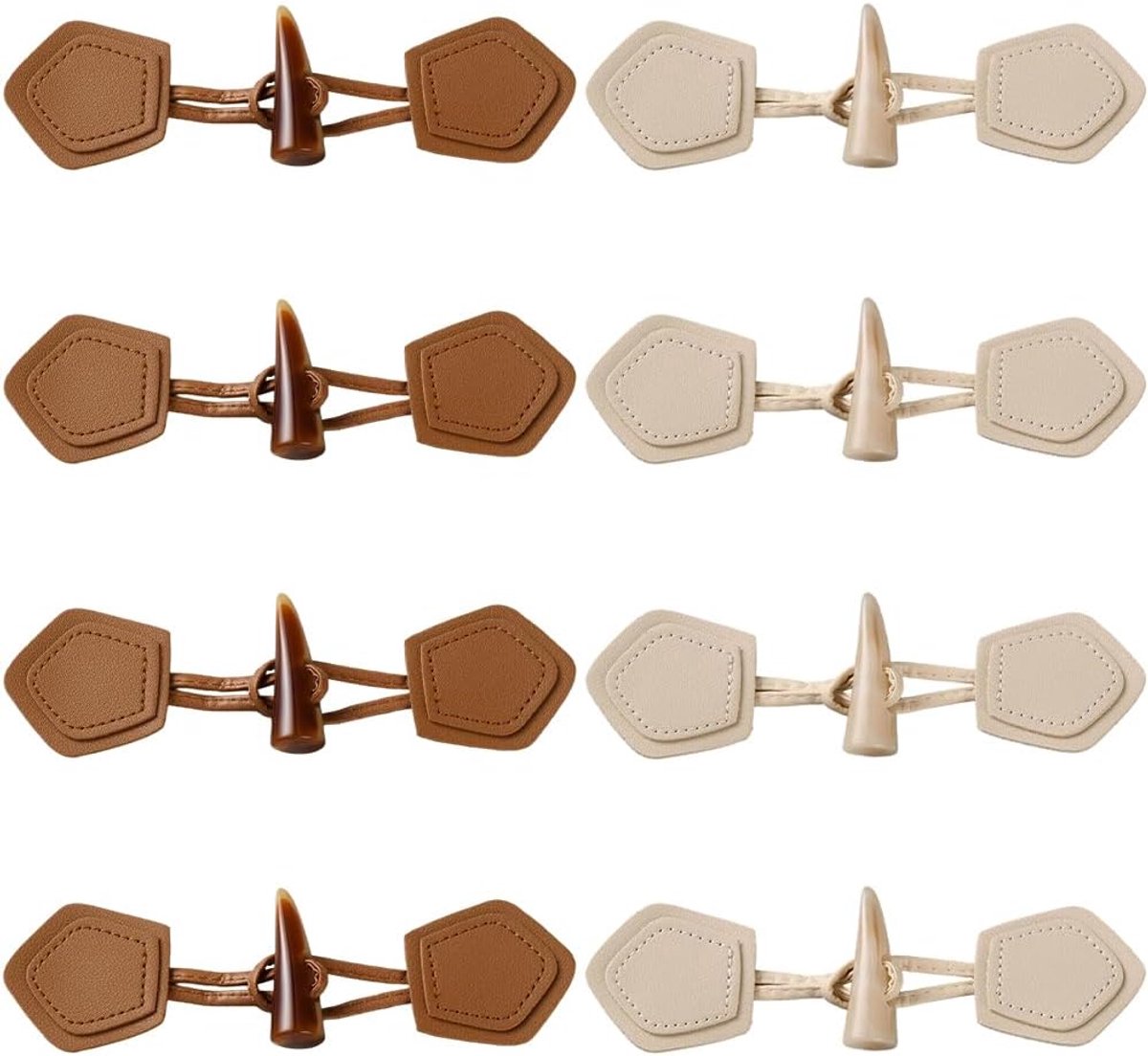 8 Sets Bruin Wit Pu Lederen Toggle Sluiting Met Hars Hoorn Naai Op Toggles Sluitingen Sluitingen Knoppen Vintage Naaiknop Bulk Voor Naaien Maken Jas Kleding Accessoires Jas Trui Diy