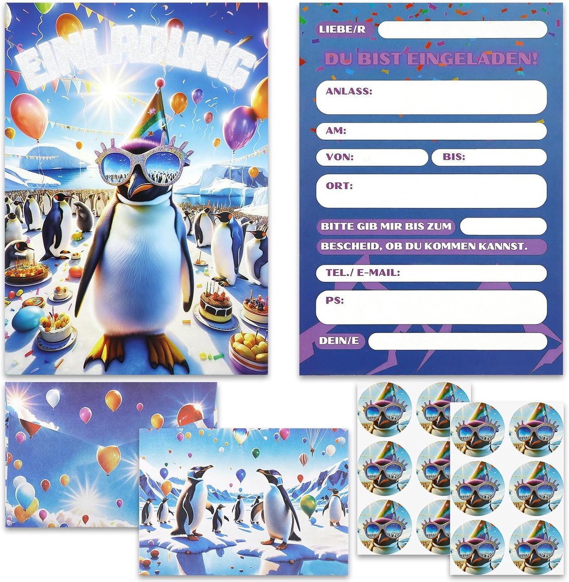 12 x Filmgenre uitnodigingskaarten - met stickers, uitnodigingskaarten voor kinderverjaardag, meisjes en jongens, verjaardagsuitnodigingen, feestdecoratie, uitnodiging voor de eerste schooldag