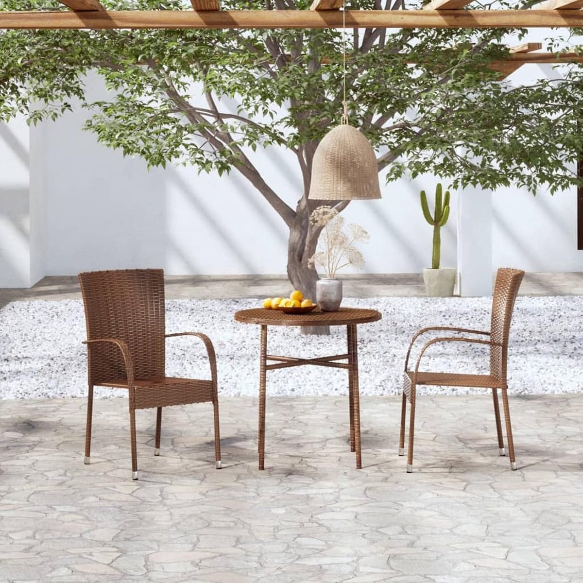 Kruk sofa tuin outdoor banken rotan eetkamer set voor tuin 3 delen polyrotan bruin 3# eettafel voor terras, stapelstoelen
