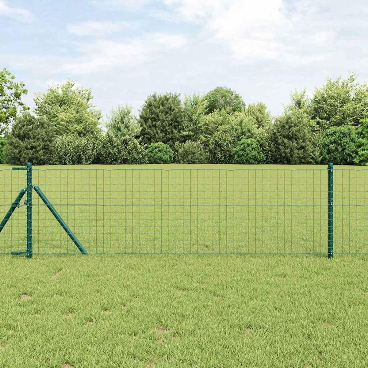 Hekpalen 26 stuks groen Ø 32 mm 100 cm verzinkt staal, tuinhekken draadomheining voor hekken, groentebedden, kippenren weideperceel 3350113