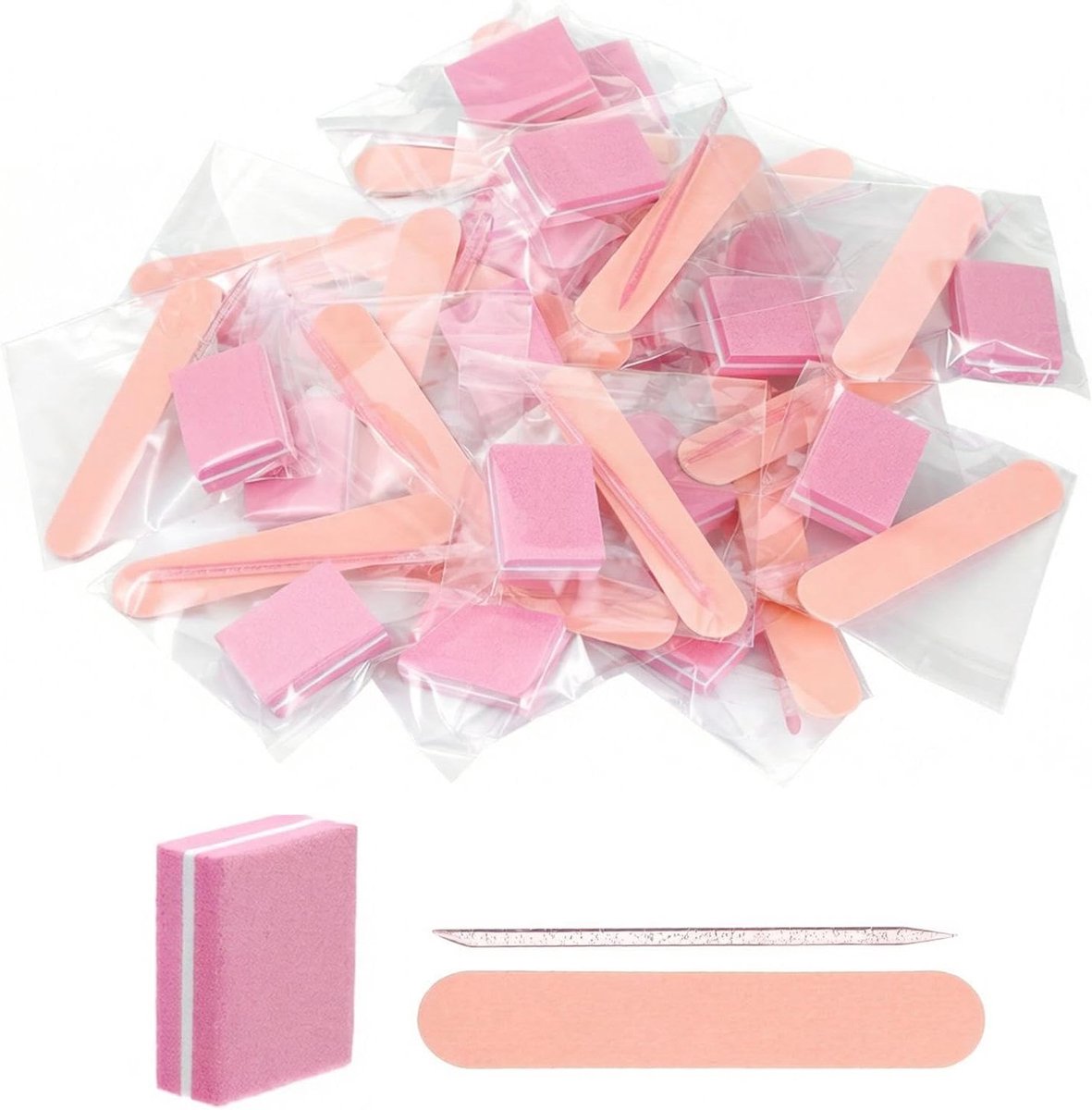 40 Sets Van Disposable Nail Art Tool Sets, Inclusief Roze Hout Wrijven, Polijsten Blokken, Manicure Push, Handgemaakte Diy Nail Art Materialen.