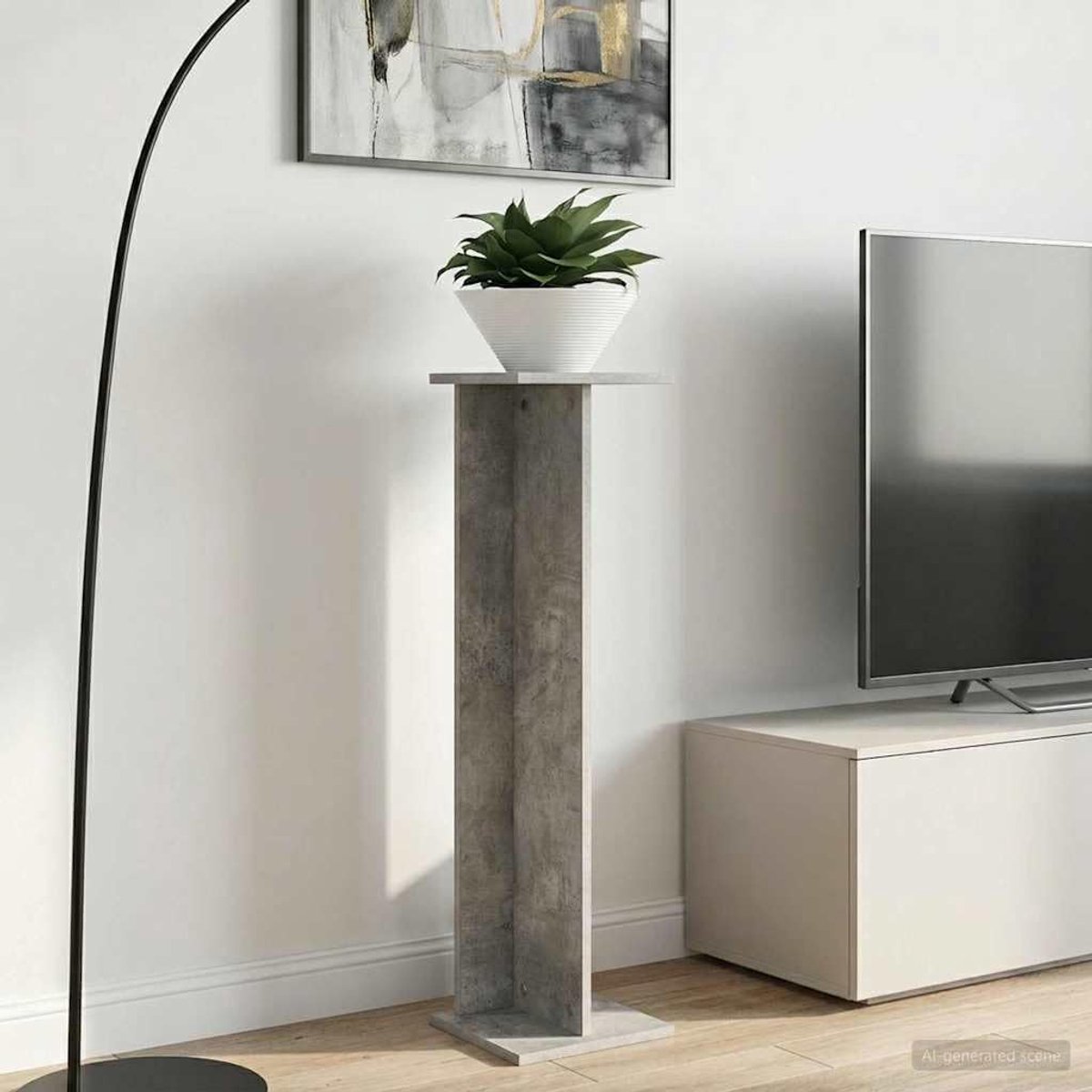 2-delige plantenstandaard, houtmateriaal, bloempothouder