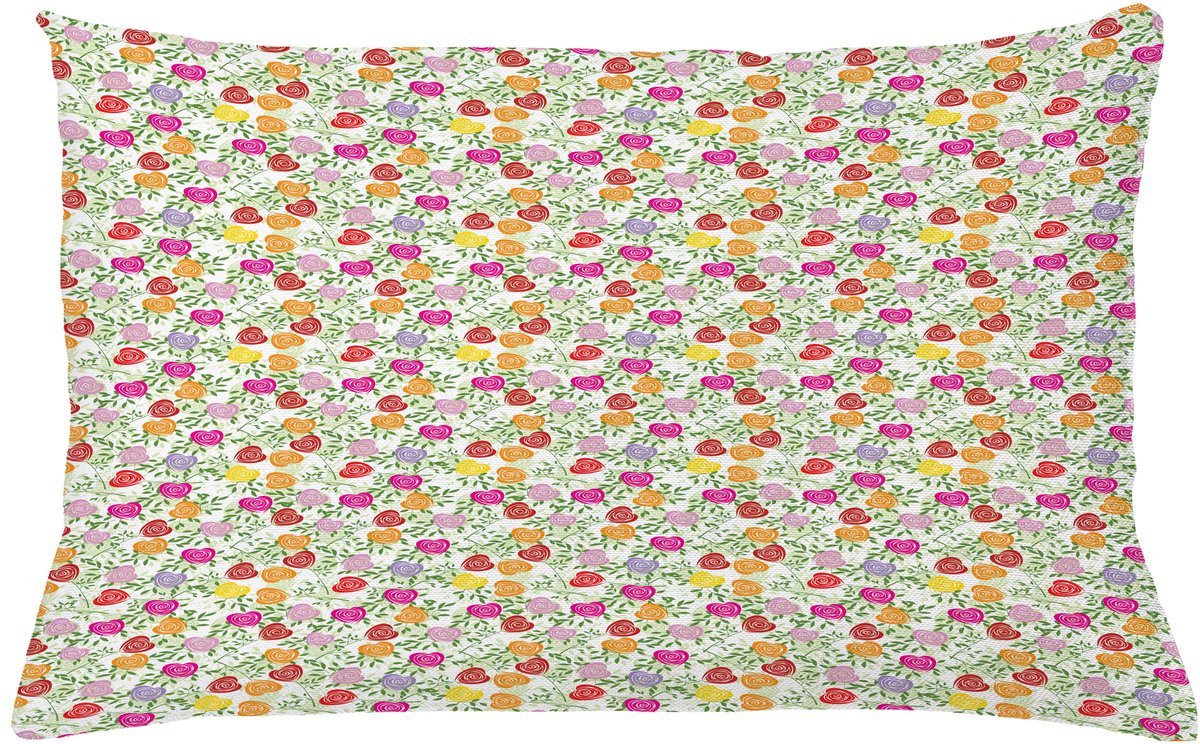 ABAKUHAUS Bloemen Kussenhoes, Herzform Rosenblätter, Decoratieve Kussenhoes met Dubbelzijdige Print, Ritssluiting, Wasbaar, 65 x 40 cm, Meerkleurig