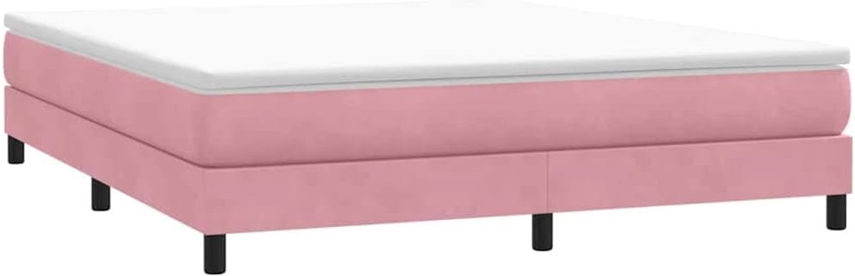 Fluweel roze 180x210 cm Zonder Matras Luxe Lattenbodem Stevige Poten Slaapkamer Bedframe Zachte Stof Comfortabele Nachtrust Stabiel Duurzaam