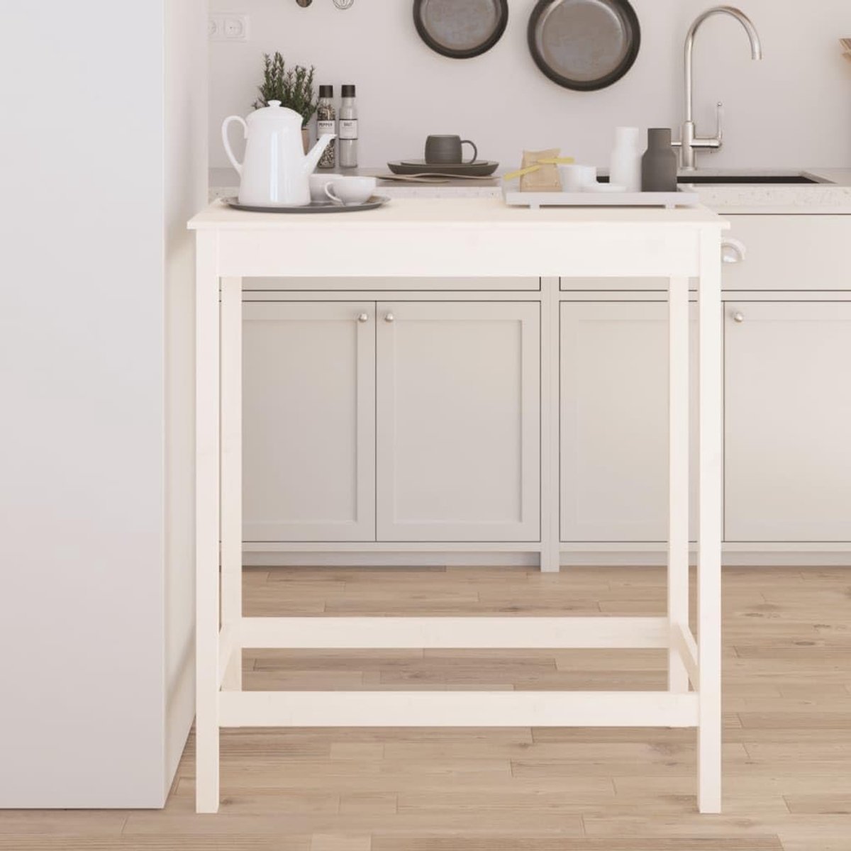 Wit keuken eettafel tafel voor woonkamer 100x50x110 cm massief grenen