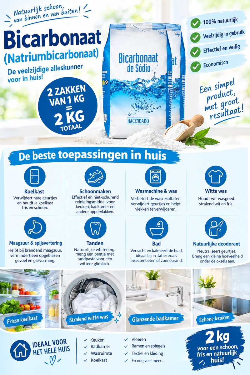 2 KG BICARBONAAT / (2 ZAKKEN VAN 1 KG PER ZAK)