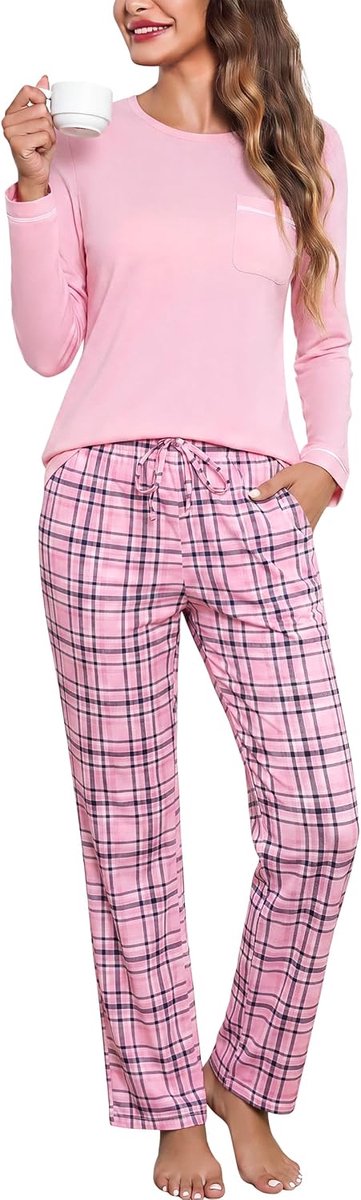 katoen, lang, winter, tweedelig, pyjama's voor dames, winter, nachtkleding, casual pyjama, comfortabel