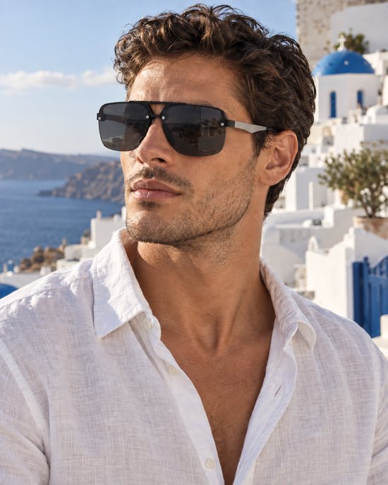 EcoLine - Piloot - Zonnebril - 6580 - Unisex - RVS Zilver - Recycled rPMMA-L - Lens Zwart - 100% UV400 - Cat.3 - Hoesje & Lensdoekje van EcoLine — afbeelding 3