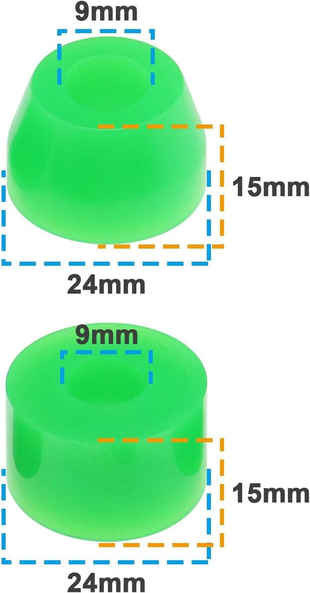 12 Stuks Lange Board Truck Bushings Rebuild Kit 90A PU Schokdempers en Montage Pads voor Longboards en Skateboards