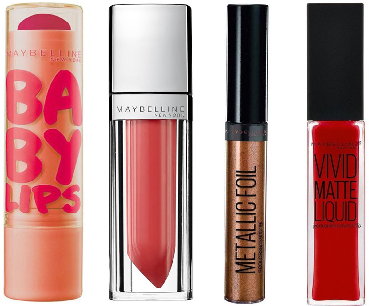 Maybelline New York - Lippenset – Lippenbalsem + Lippenlak + Metallic Lipstick + Matte Lipstick