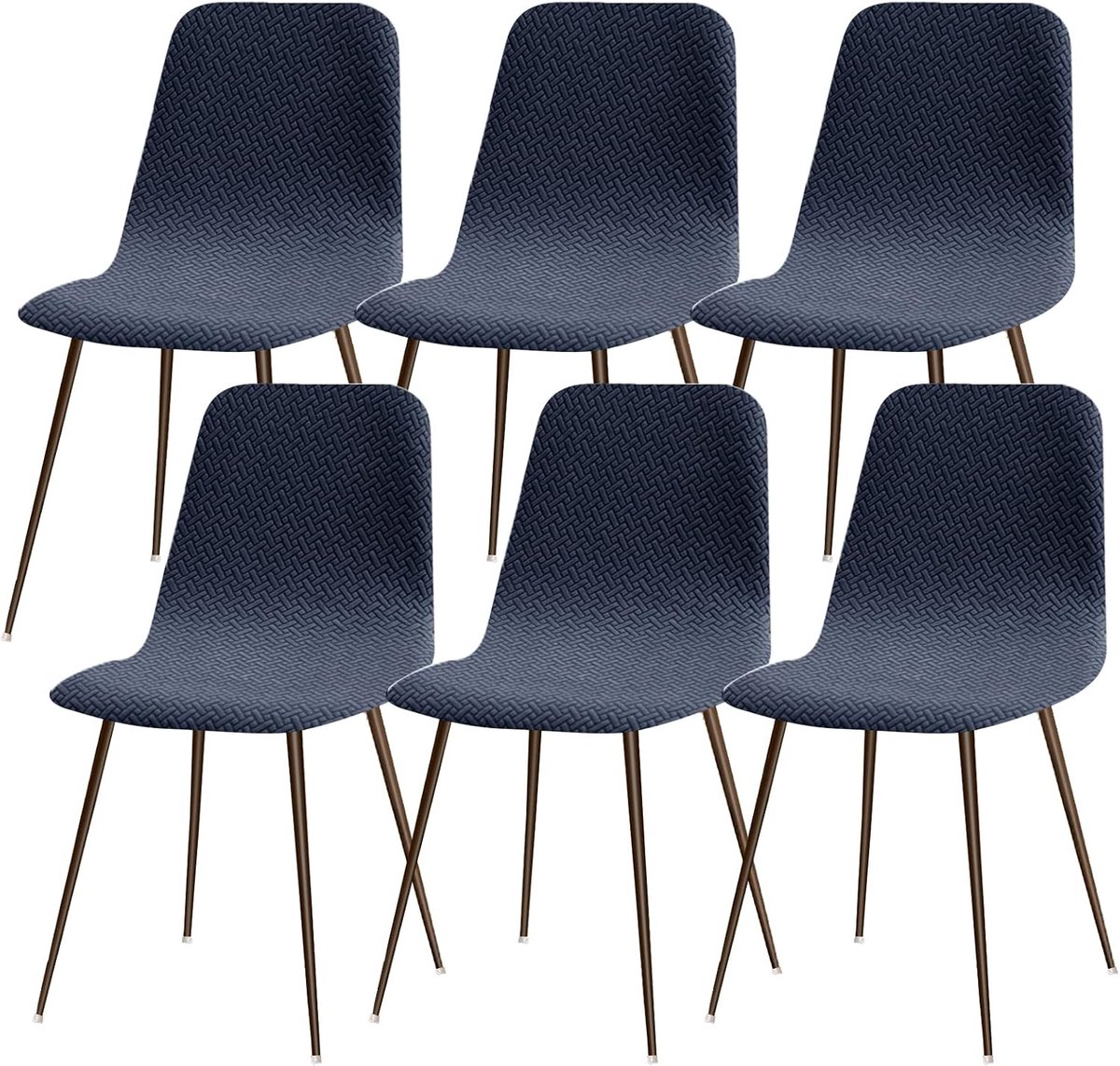 Stoelhoezen, 6 eetkamerstoelhoezen van stretch voor eetkamerstoelen, universele wasbare hoes, Scandinavische stoelhoes voor keukenstoelen, hotelbanket, diagonaal #marineblauw