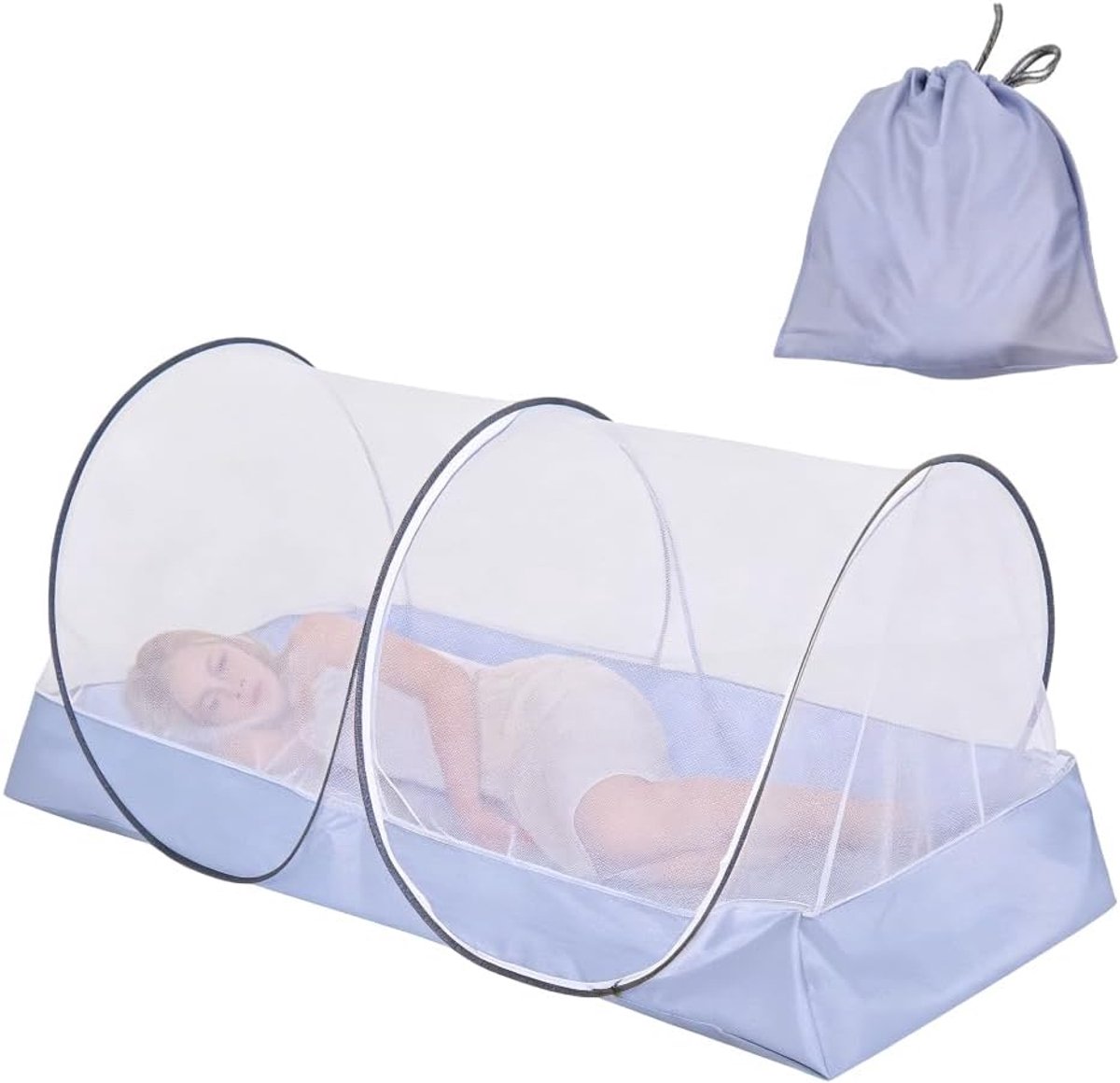 muggennet, pop-up klamboe, klamboe op reis, muggennet bed, 200 x 100 x 73 cm, familie muggennet bed om muggen effectief te voorkomen, voor kinderen, kantoor, outdoor camping