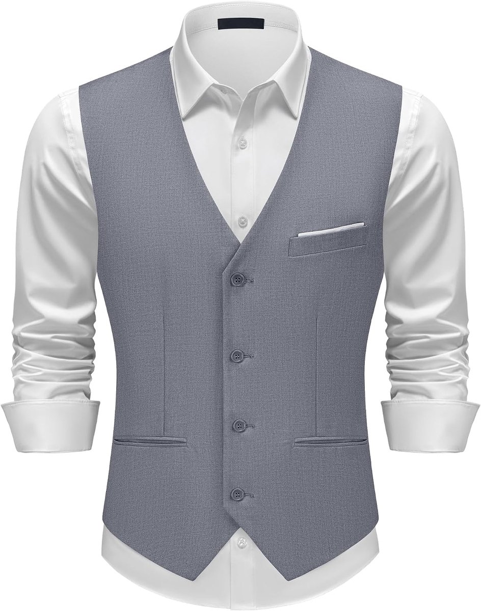elegant, slim fit, verstelbaar, zakelijk, bruiloft, feest, vest met 4 knopen en echte zakken