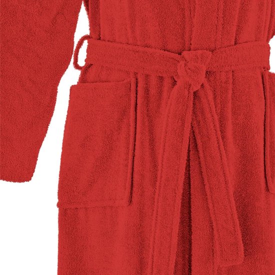 Badjas van badstof 100% katoen met capuchon - badjas voor heren en dames - maat XL rood — afbeelding 5