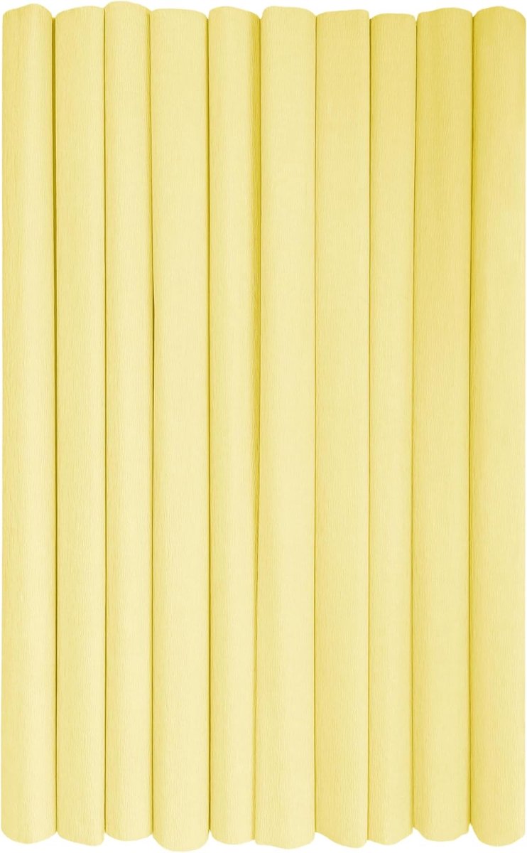 Crêpepapier rollen voor kinderen, doe-het-zelf en decoraties - Pack van 10 rollen (50cm x 200cm, 28g/m2) - 33 Pastel Staw Yellow