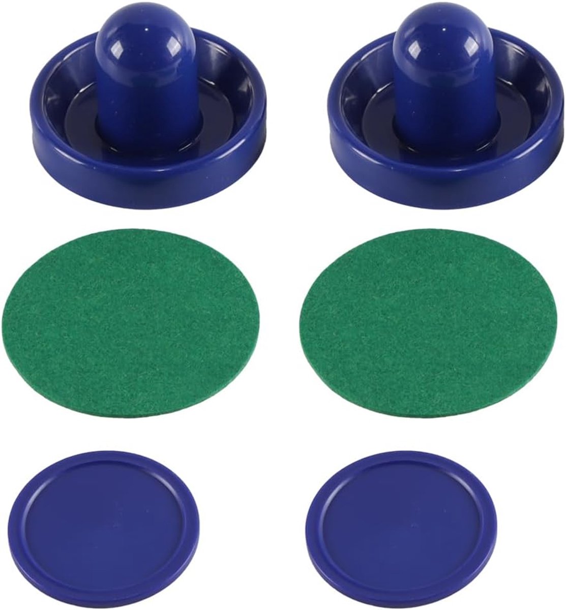 Airhockeysets, 2 stuks 96 mm Airhockeytafelviltduwers met kussen en 4 stuks 64 mm pucks voor speeltafel (blauw)