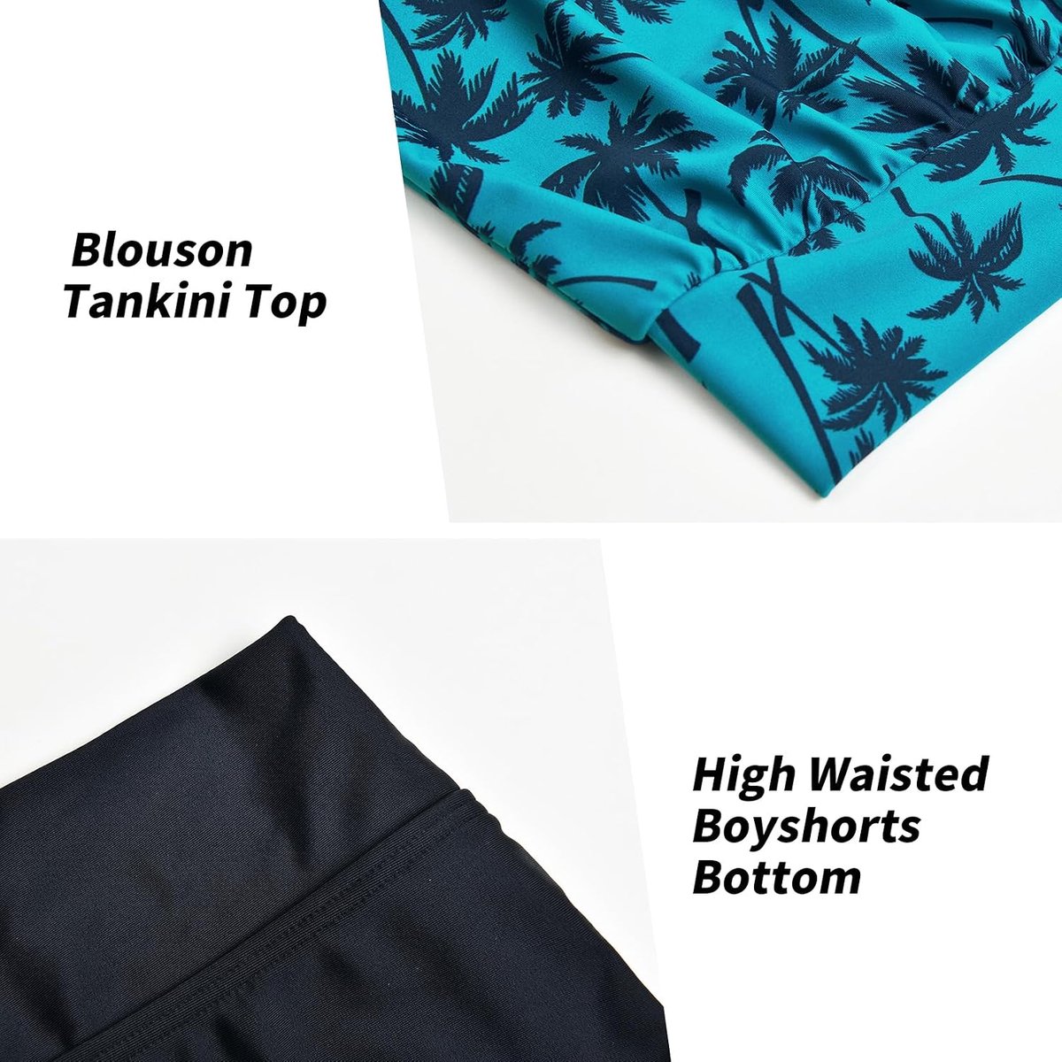 Sets voor dames, plus size, hoge taille, blouson, tankini met shorts, buikcontrole, badmode