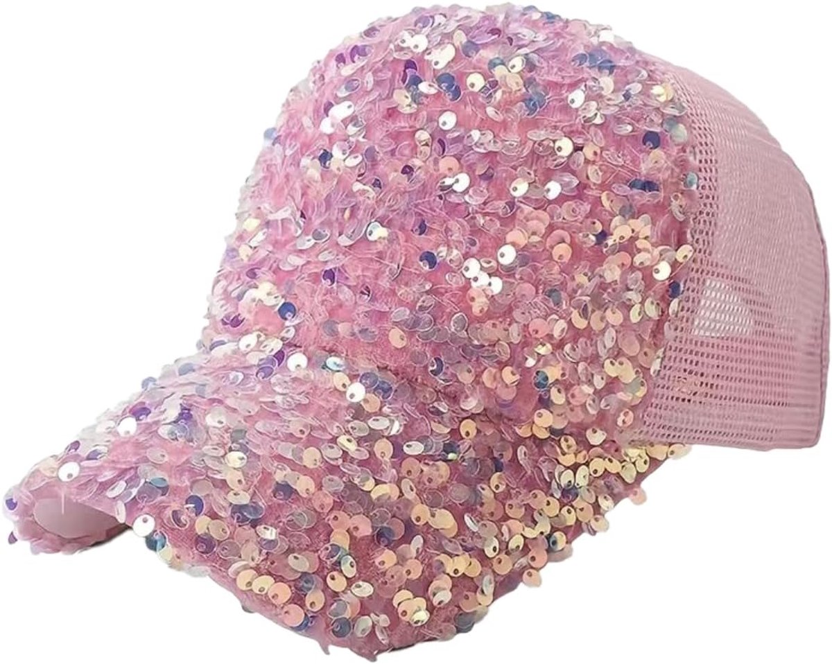 Baseball Cap Dames Basecap met Pailletten, Mesh Cap Baseball Cap Outdoor Zonbescherming, Sport Cap, Zonnemuts, Baseball Cap, Hoed voor Sport, Petten Hoeden UV-bescherming