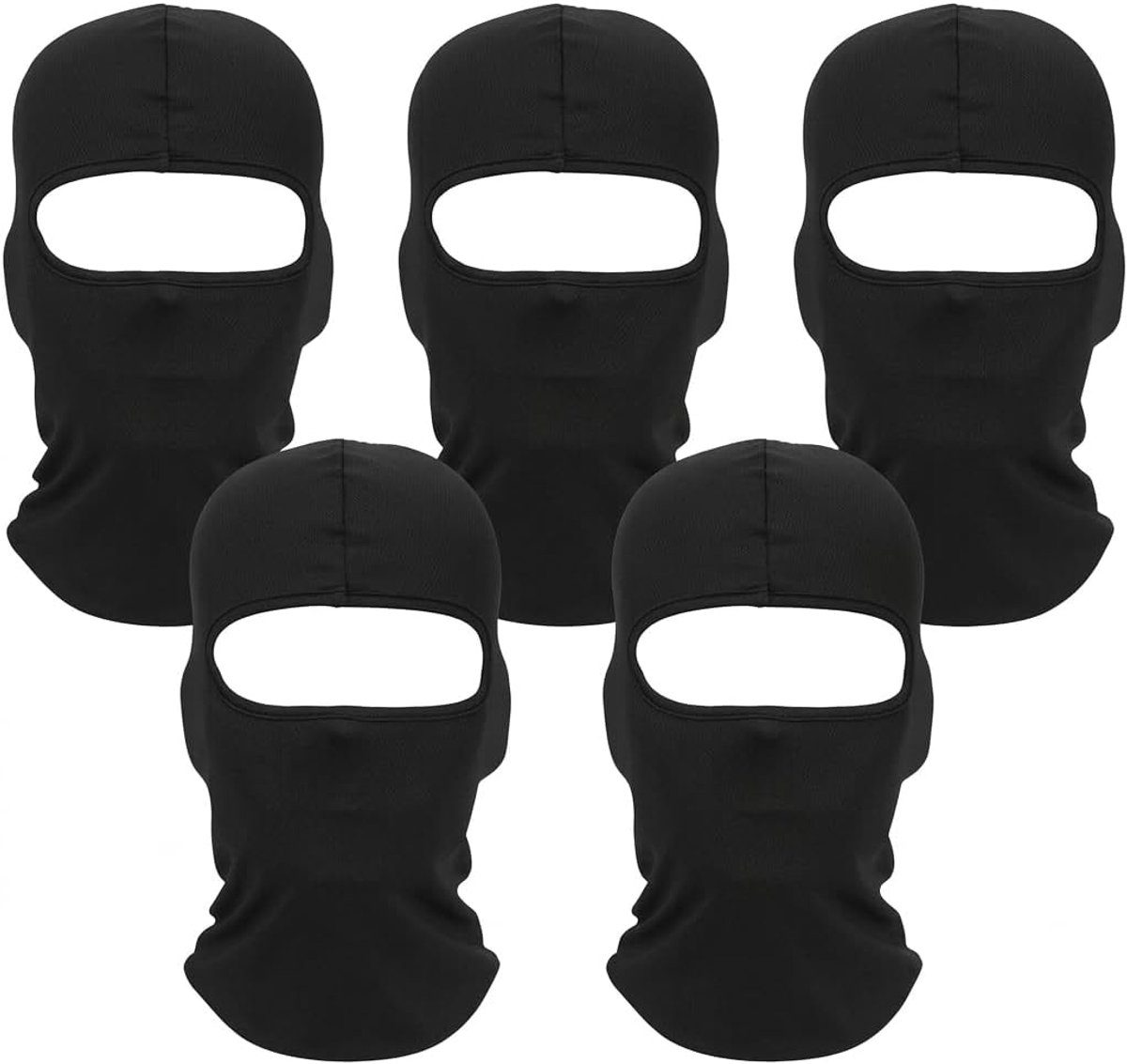 5 stuks bivakmuts voor motorfiets, zwart, ademend, balaclava, skimasker voor heren en dames, dunne winddichte gezichtshuid onder helm, multifunctioneel fietsmasker voor outdoor, sport, hardlopen