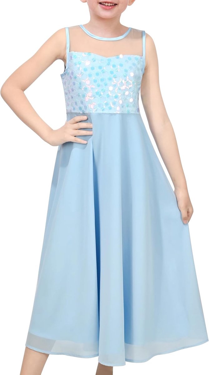 Fashion Bloemenmeisjesjurk Strass Chiffon Formele Feestjurk 110-158