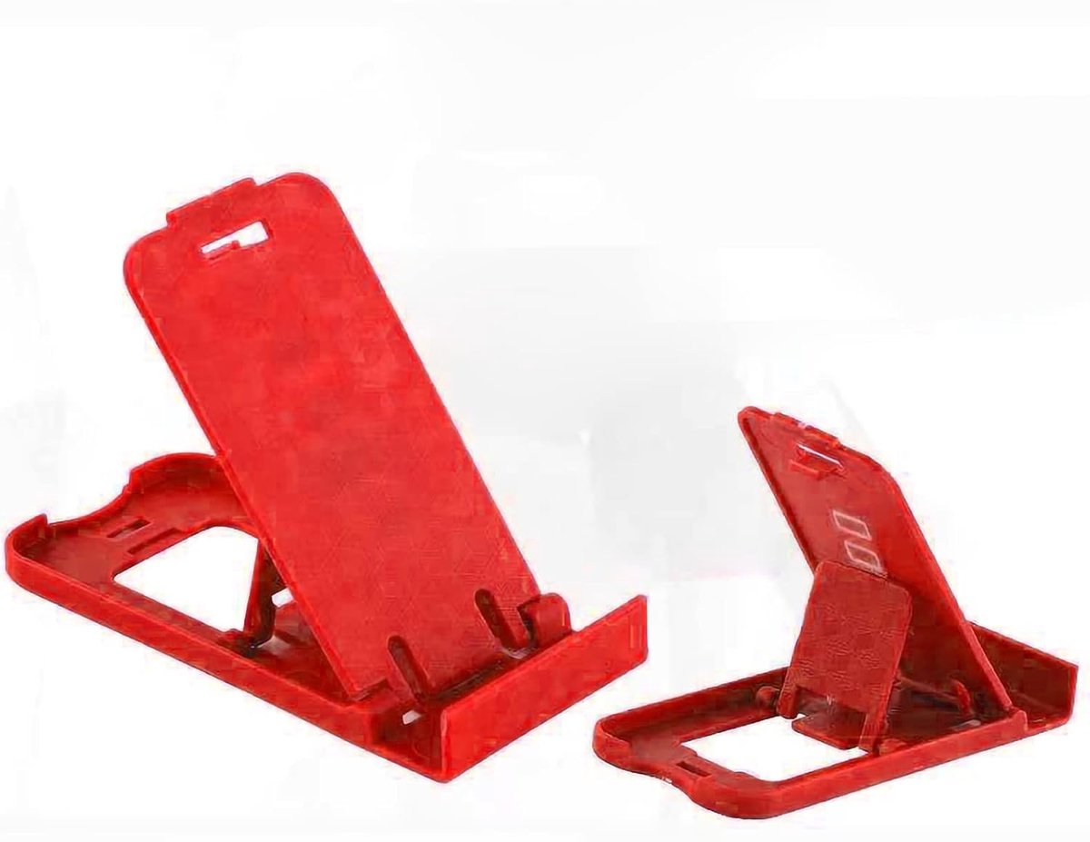 Telefoonstandaard, Bureautelefoonhouder Standaard Opvouwbare Kunststof Verstelbare Telefoonhouder Voor Bureau Draagbare Reistelefoonhouder Universele Bureauaccessoires(Rood)