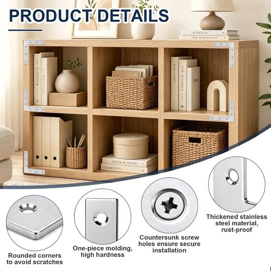 24 stks Hoek Brace 50x50mm Roestvrij Staal, met 96 Schroeven voor — afbeelding 4