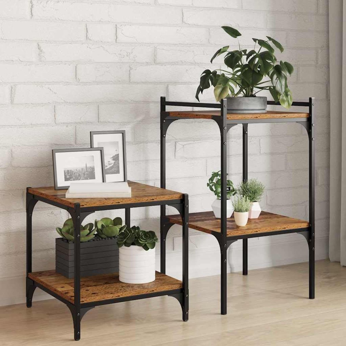 3 niveaus 4 STK. 40 x 40 x 1,5 cm houtmateriaal bruin