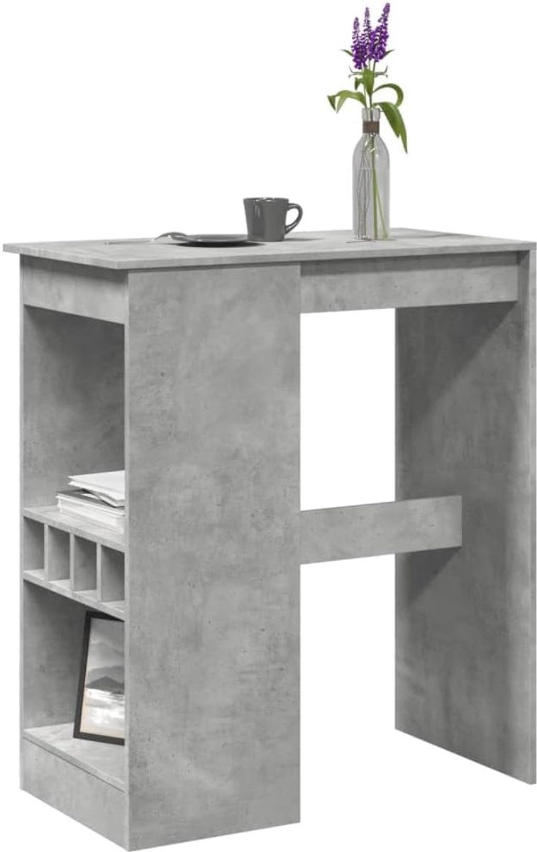 Hout met wijnhouders Hoge bartafel Betongrijs 90x47.5x103.5 cm