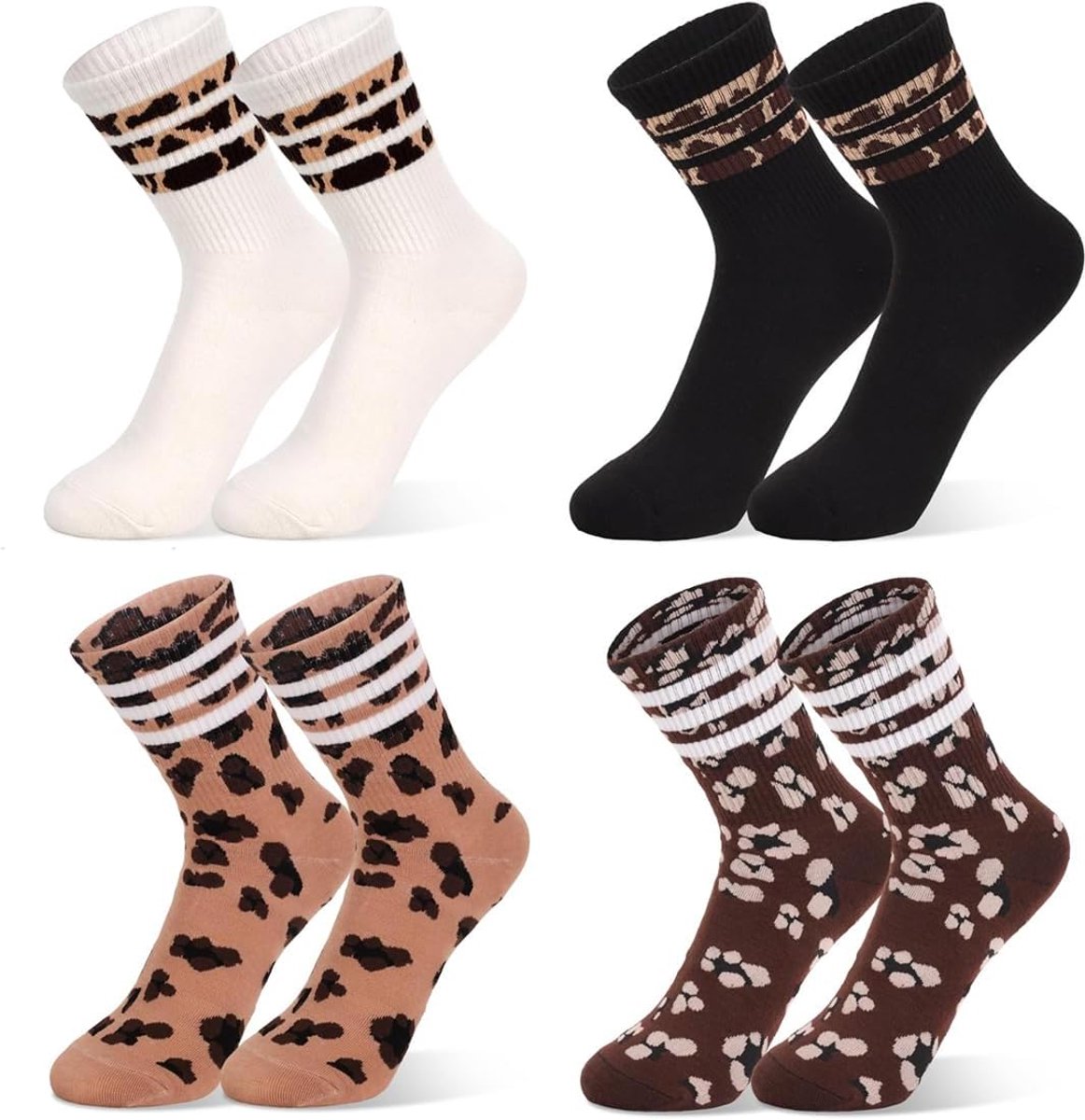 Leo-sokken voor dames, tennissokken, luipaardpatroon, zachte katoenen sokken, ademend, comfortabel, retro stijl, modieuze sportsokken voor dagelijks gebruik, vrije tijd, kantoor en cadeau-idee
