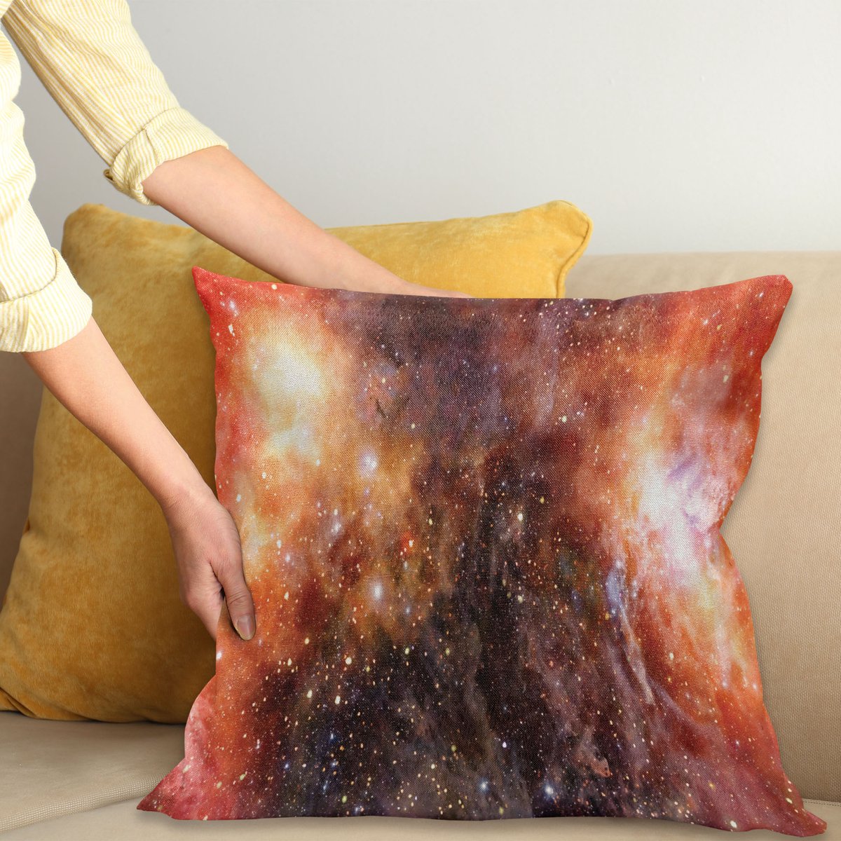ABAKUHAUS Vintage Sier Kussen CushiCase Set 4, Boheems Ornamenteel Bladeren Dahlia Patroon Geometrisch Kunst Curlicue Motief, Modern Accent Dubbel-Dubbelzijdig Digital Print, 50 x 30 cm, Raspberry Taupe Wit