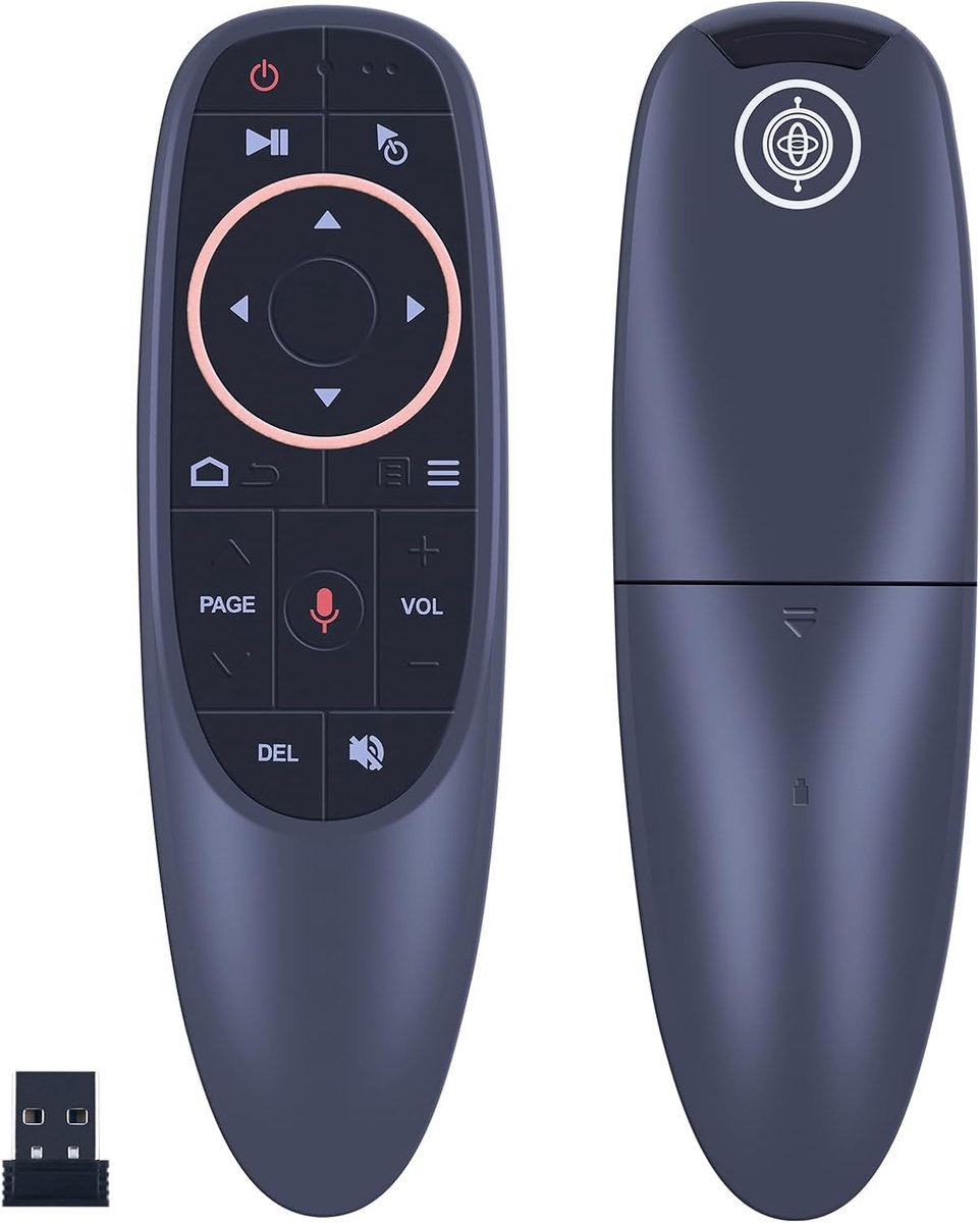 Afstandsbedieningsset voor 2,4 GHz Air Mouse met spraakbediening, compatibel met pc, Google Android TV Box, set-top box en laptop