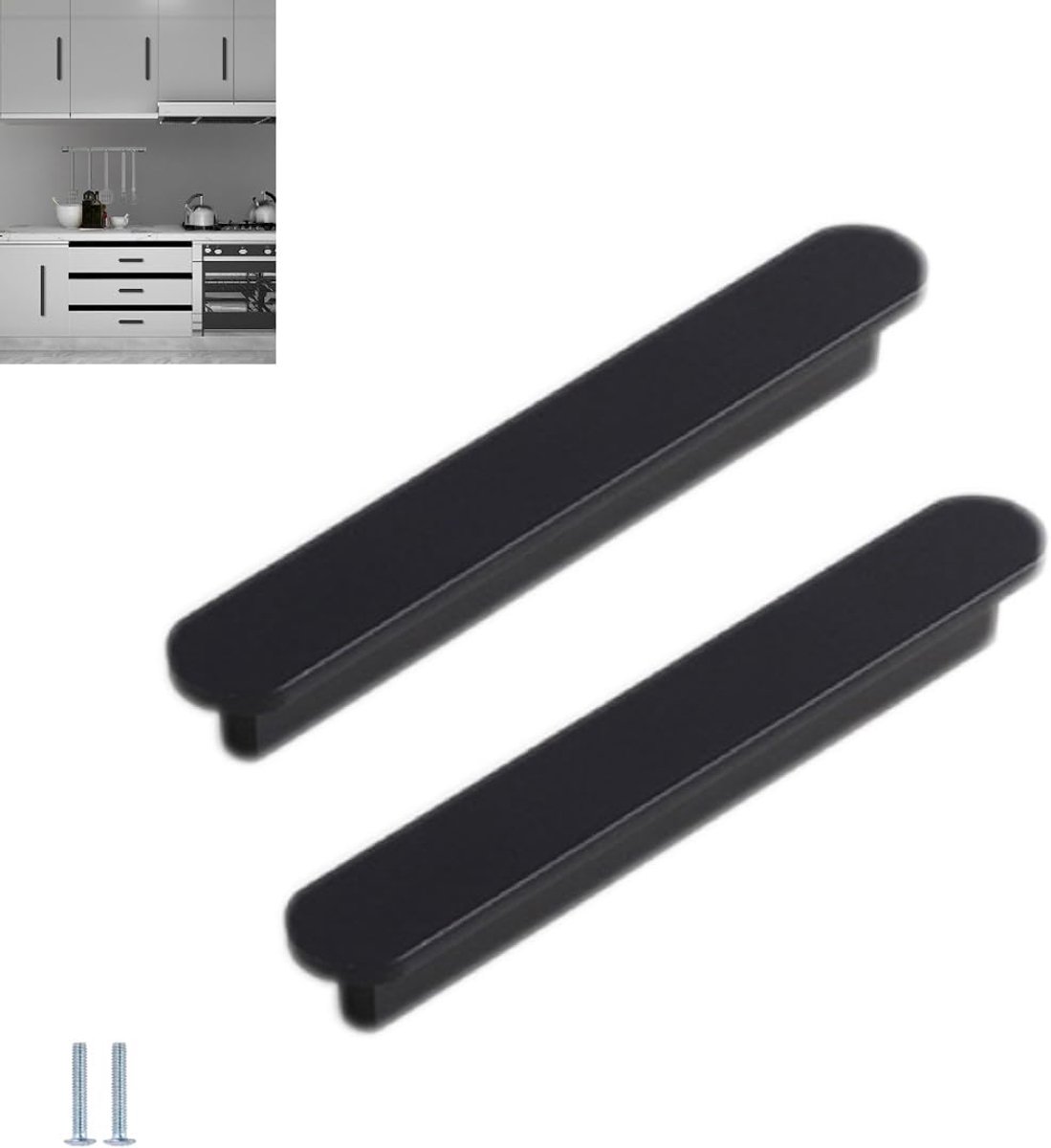 2 Pack Geborsteld Zwart Keuken Handvatten, 96MM Moderne Geborsteld Zwarte Kast Handvatten, Keuken Deurgrepen Zwart, Space Aluminium Zwart Geborsteld Handvatten.