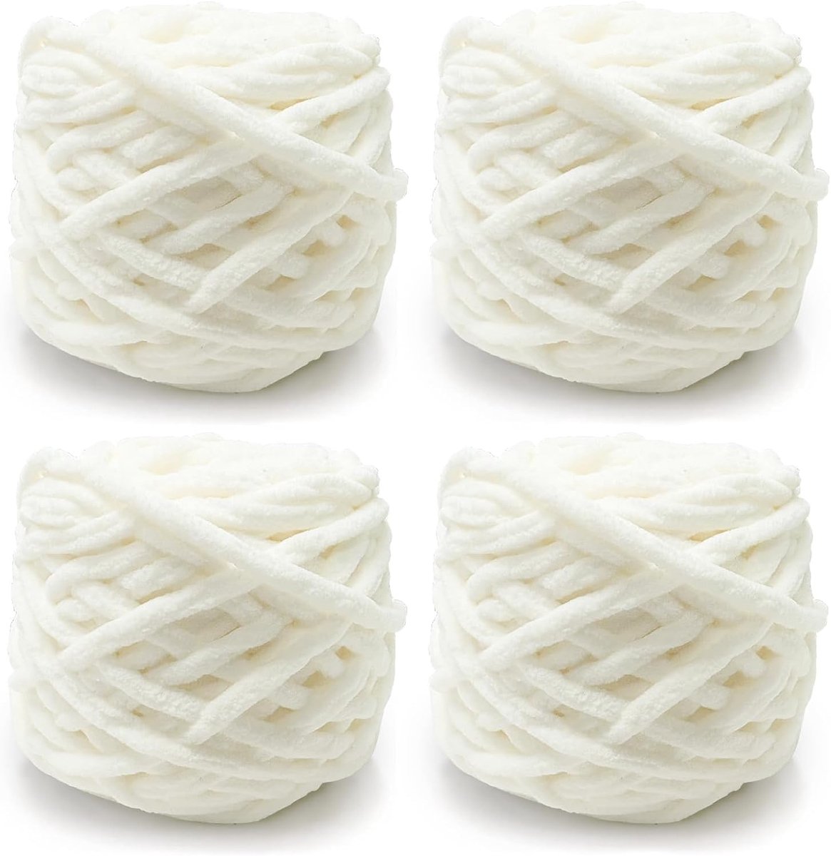 Wol, 4 x 100 g Chunky garen, 7-8 mm, crèmewit