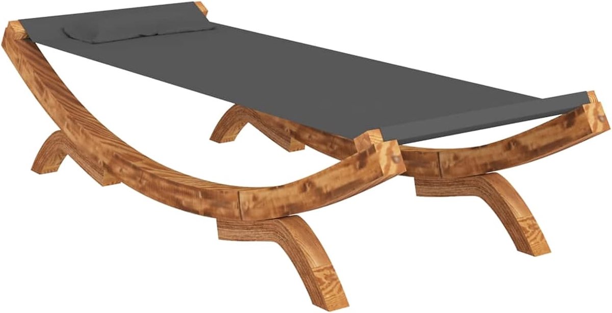 Loungebed met dak, zonnebed, tuinligstoel, tuinmeubelen, loungebed, hangmat, zonnebed, tuinbed, 100 x 188,5 x 44 cm (b x d x h), massief beukenhout, stof (100% polyester)