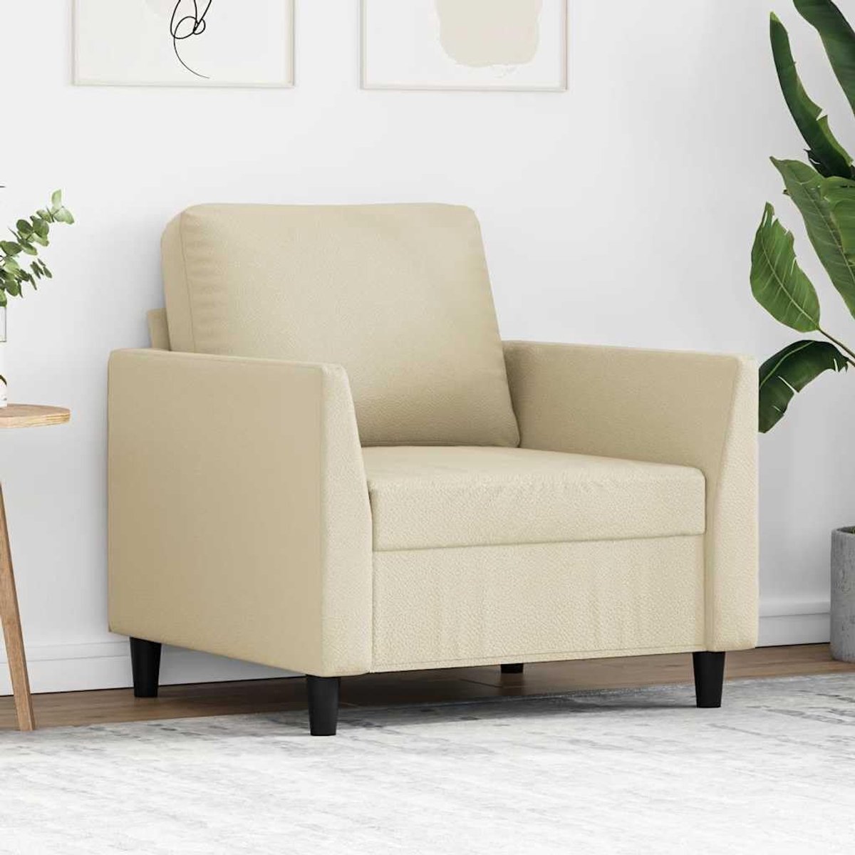 Crème, 60 cm, fluweel, zachte velours stof, zitmeubel met metalen frame voor robuustheid, comfortabele bekleding voor ontspannen en lezen, modern design
