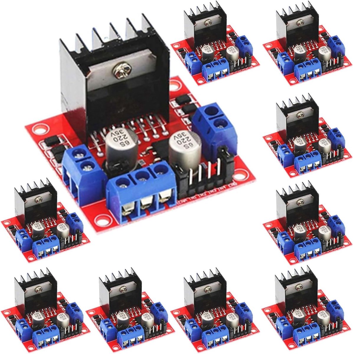 Motorcontroller Board Module - 10 Stuks - Dual H Bridge - Geschikt voor DC en Stapelmotoren - Voor Arduino