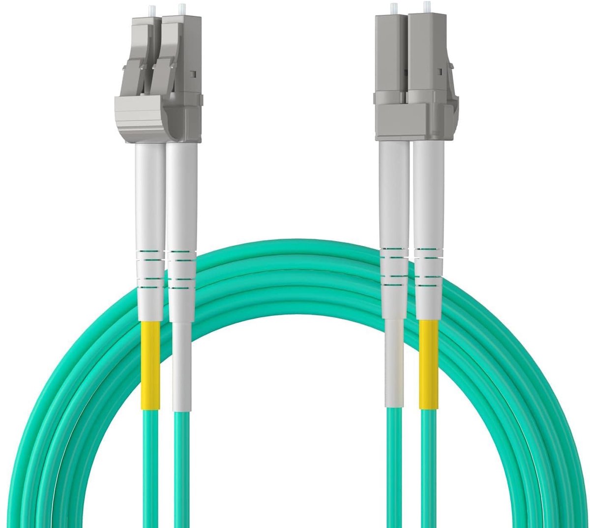 Ipolex LC naar LC Multimode glasvezel patchkabel, 10Gb OM3 glasvezelkabel, duplex 50/125μm glasvezel internetkabel, LSZH jumper voor MMF SFP/SFP+ transceiver, 5 meter, 2 stuks.