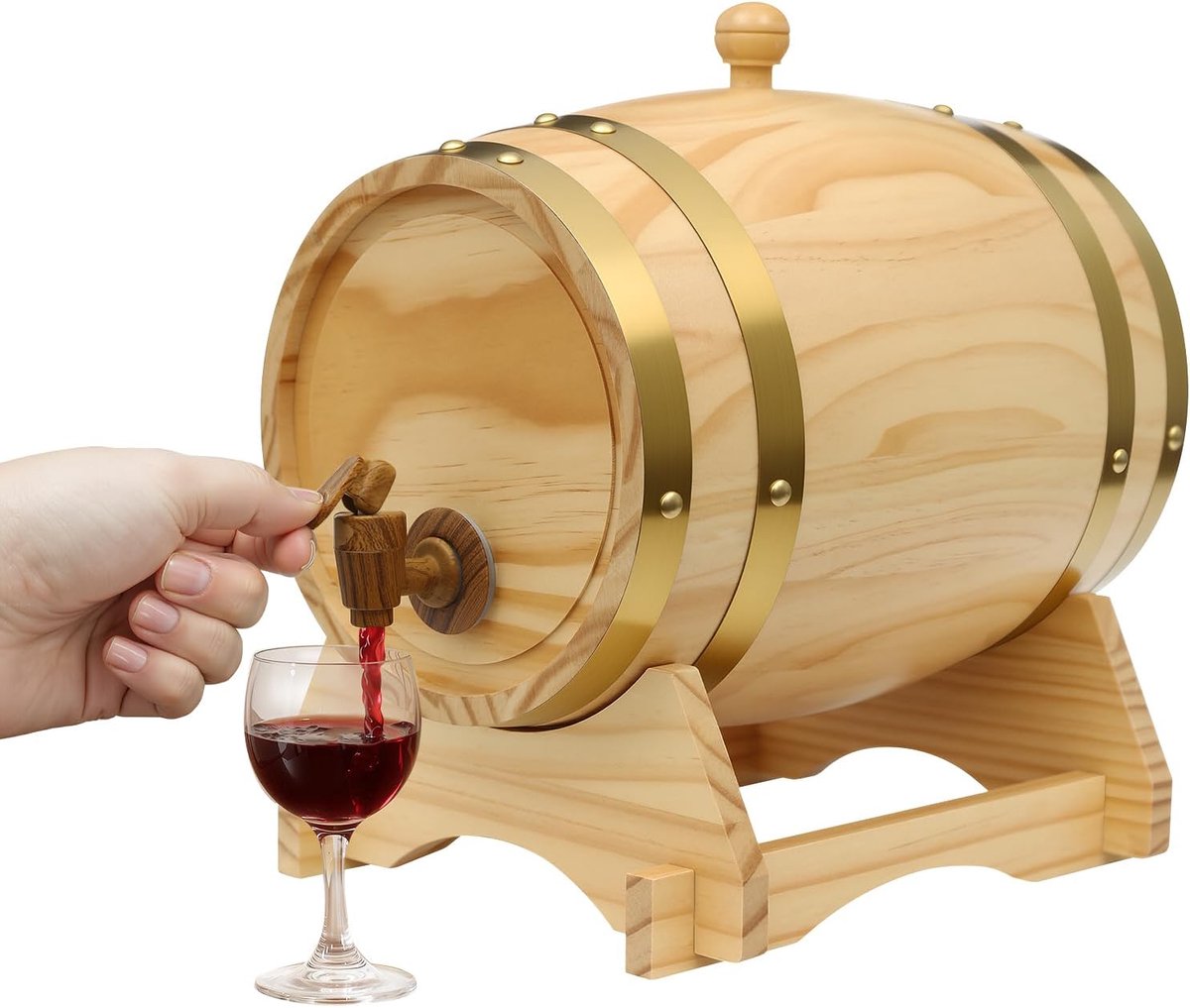 5L van grenenhout met tapkraan en standaard