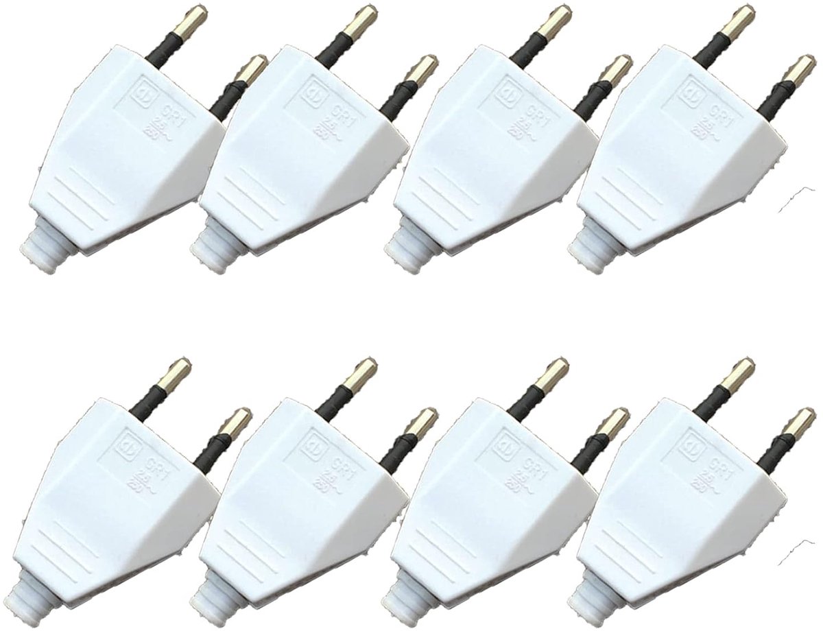 Eurostekker plat - 8 stuks - wit - 220V, 2.5A - losse stekker