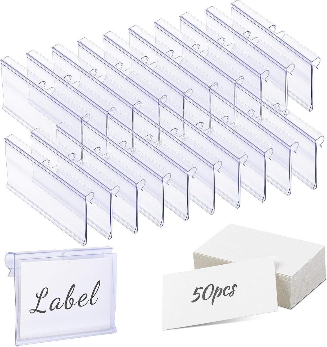 Labelhouders 50 stuks - transparant plastic - voor prijslabels - voor draadrekken - voor supermarkt merchandise